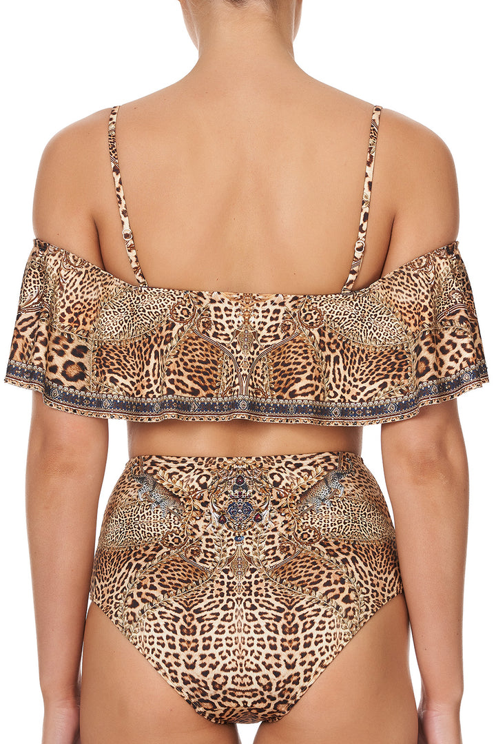 Camilla Lady Lodge Off the Shoulder Bikini Top with Frill in Animal Print