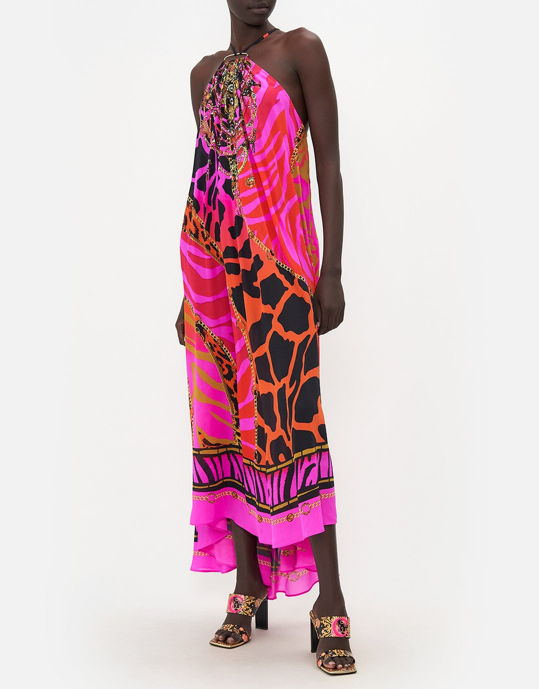 Camilla pink silk maxi dress