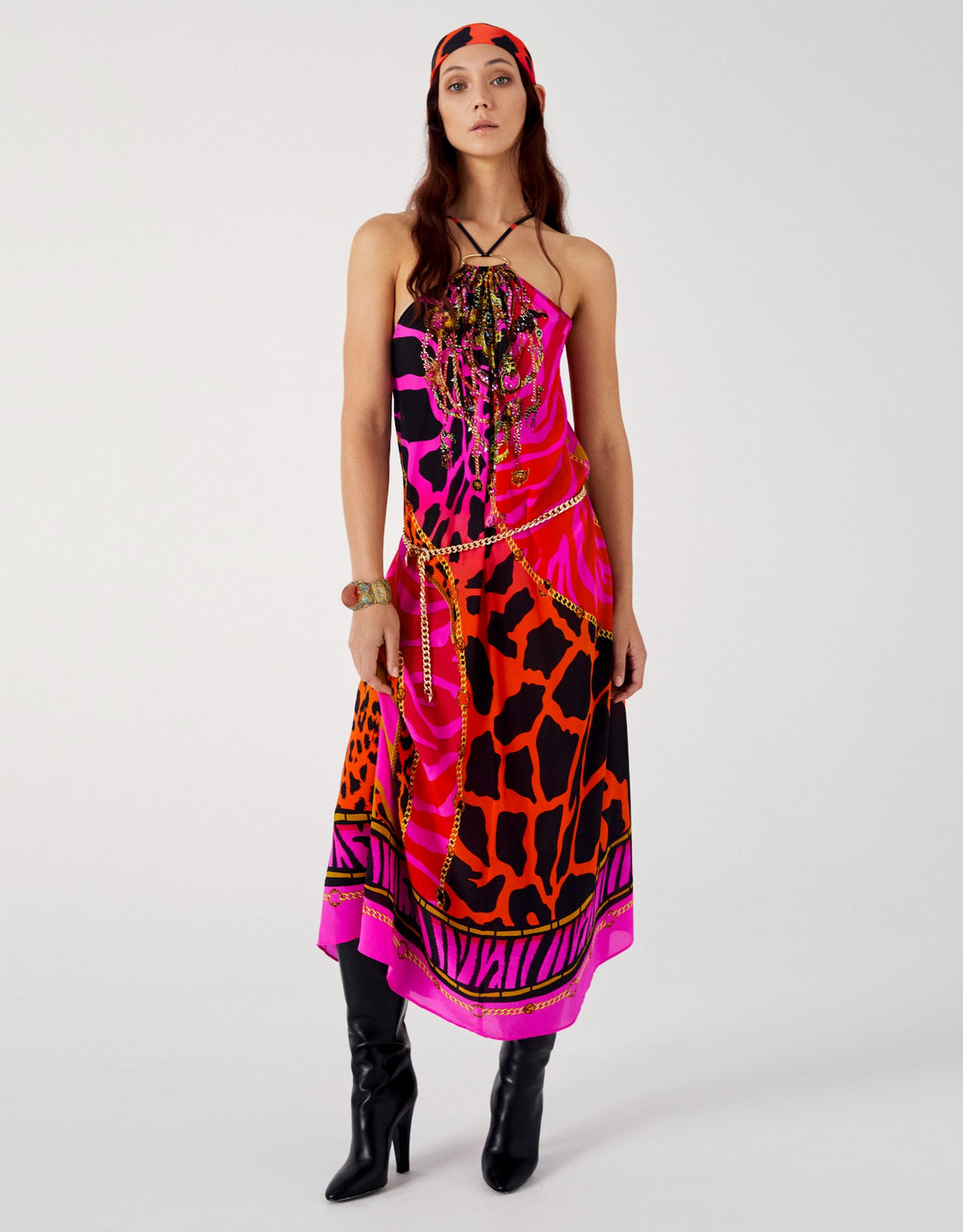 Camilla pink silk maxi dress