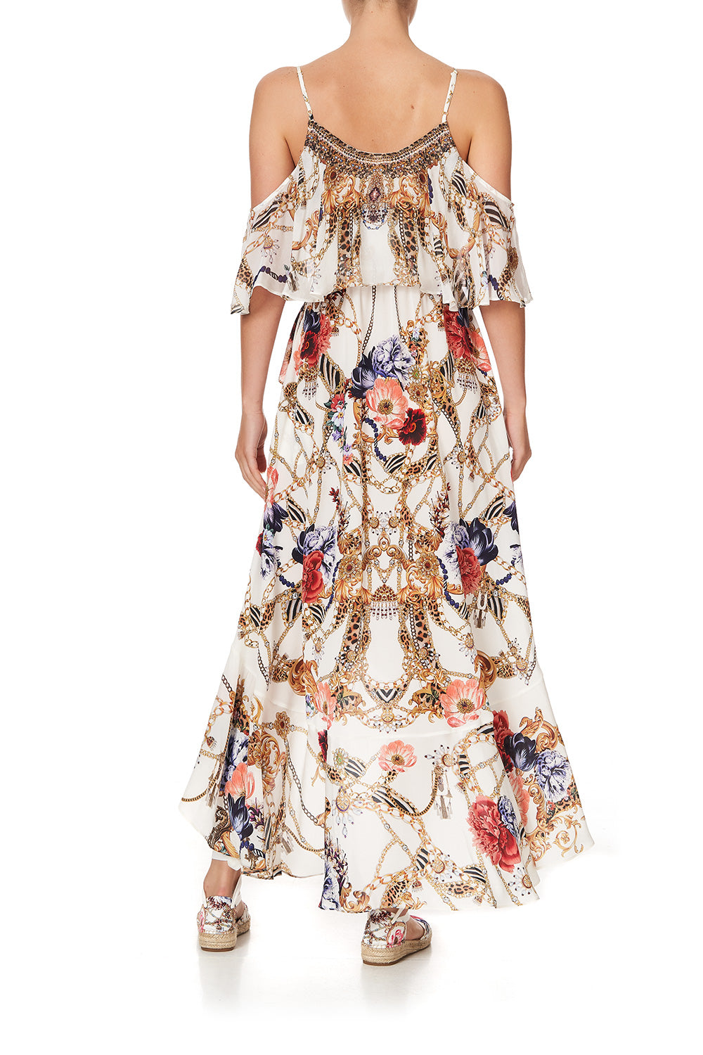 Camilla Ruffle Overlay Wrap Dress, Reign Supreme Ivory Floral Silk