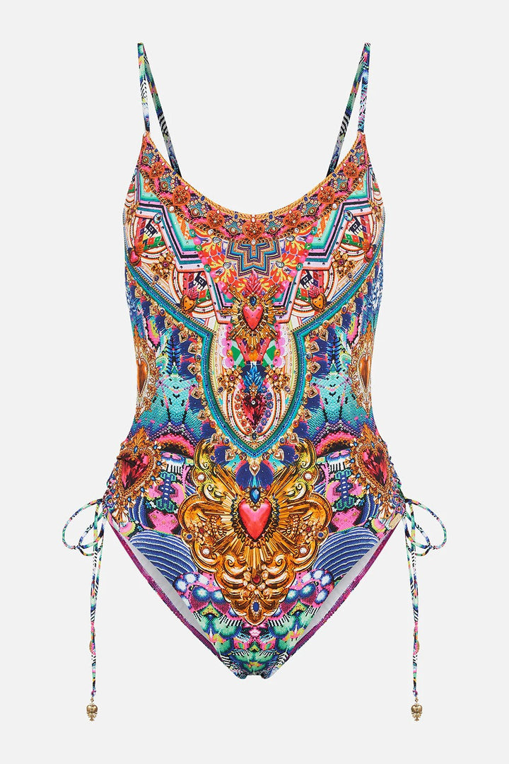 Camilla Scoop Neck Lace Up Side One Piece Swimsuit, Lucky Charms