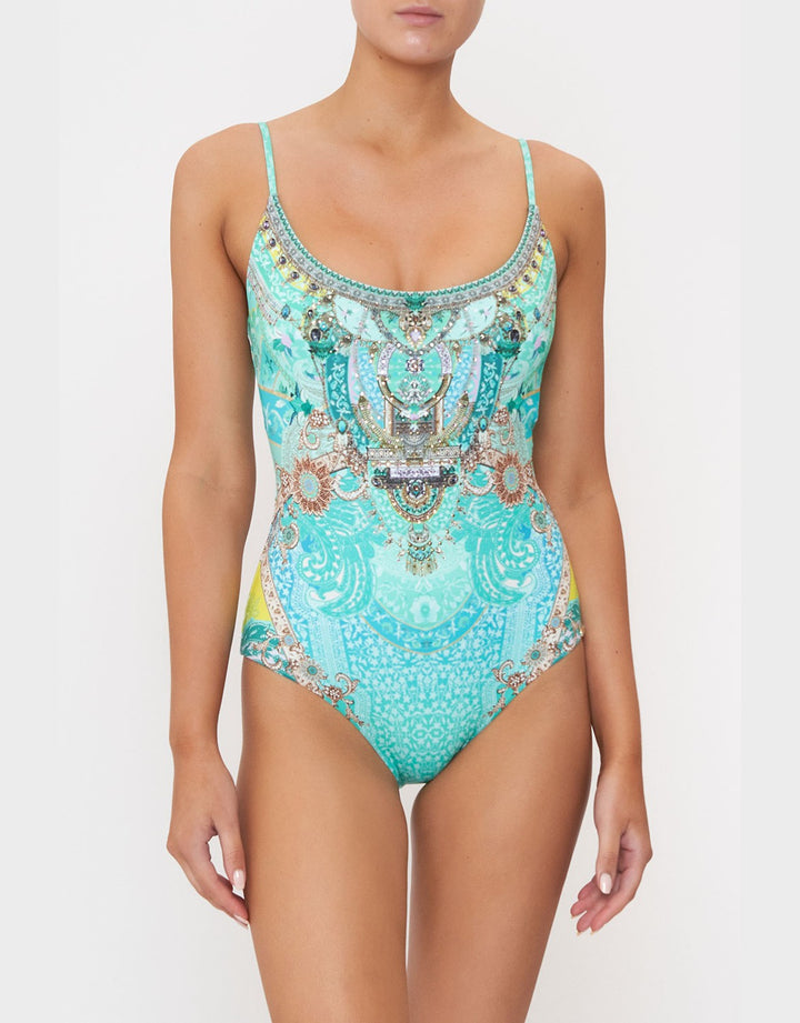 Camilla Scoop Neck One Piece Swimsuit turquoise Turn Back Time 