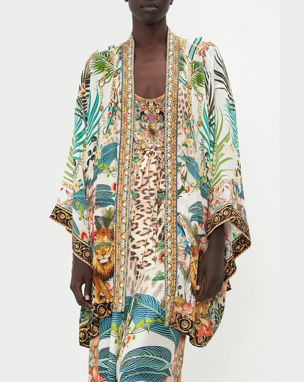 Camilla Short Layer with Neckband, Royalty Loyalty Silk Floral Robe