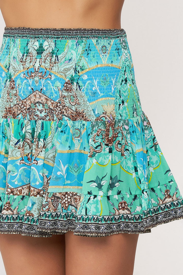 Camilla Short Shirred Silk Skirt Turn Back Time
