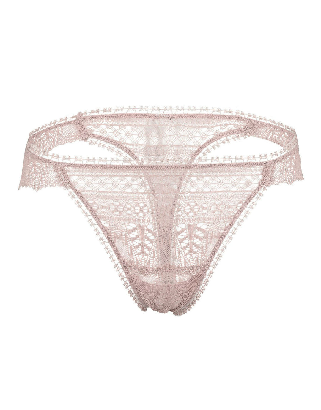 Microfiber and Lace Detail Thong Panty - Ballerina pink