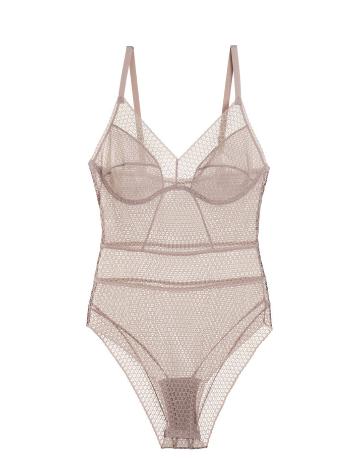 Else Pointelle Soft Cup Full Coverage Bodysuit in Chalk Pink