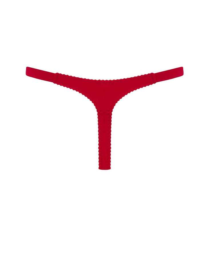 Fleur of England Adeline Silk & Lace Red Thong