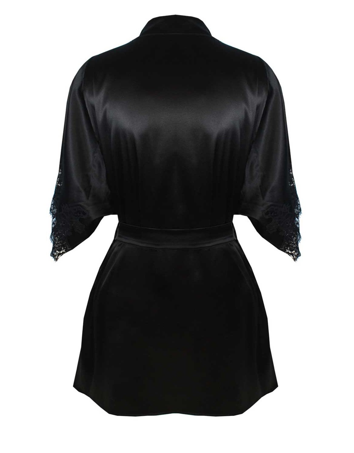 Short black 2024 silk robe