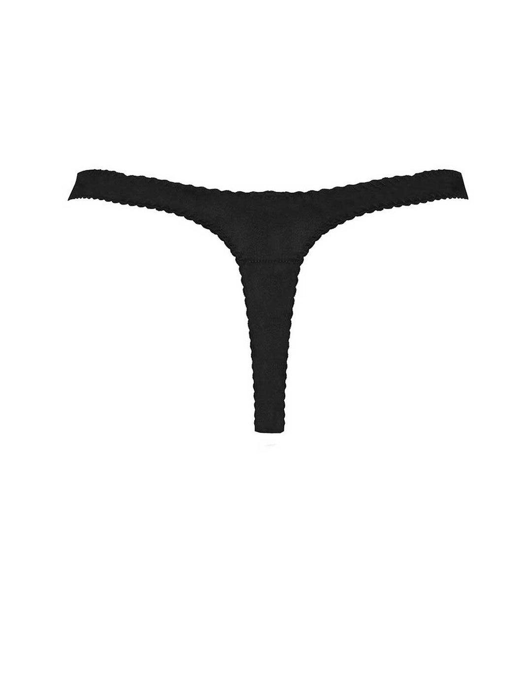 Fleur of England Signature Black Lace and Silk Thong