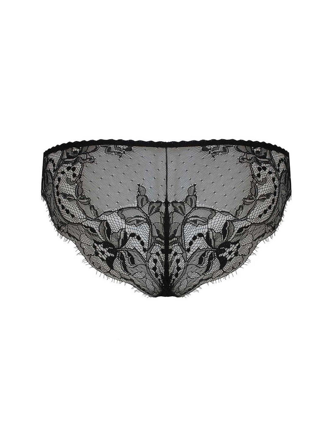 Fleur of England Signature Black Lace and Silk Brief