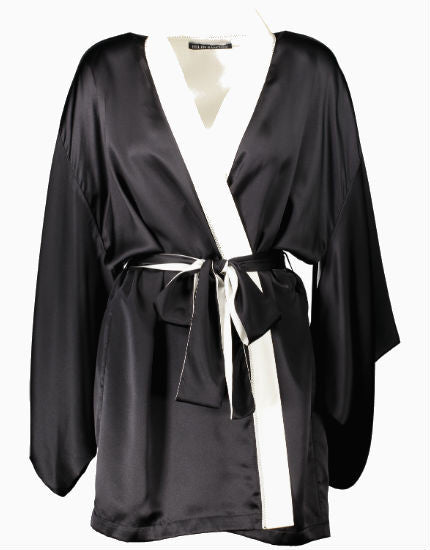 Helen Sanchez Portia Black Short Silk Kimono