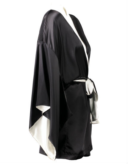 Helen Sanchez Portia Black Short Silk Kimono