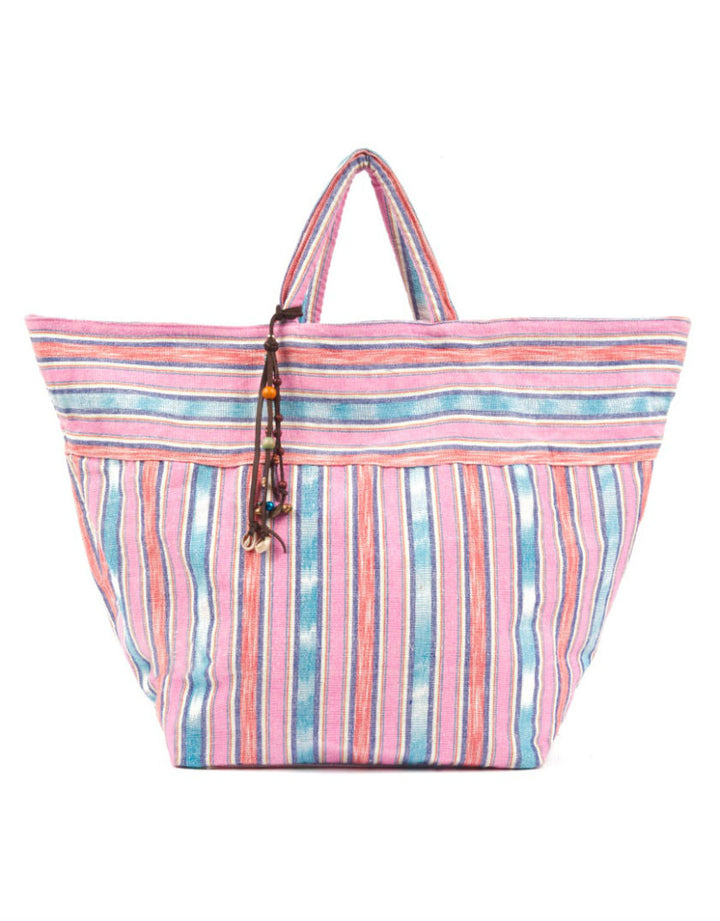Jadetribe’s samui stripe beach bag in pink
