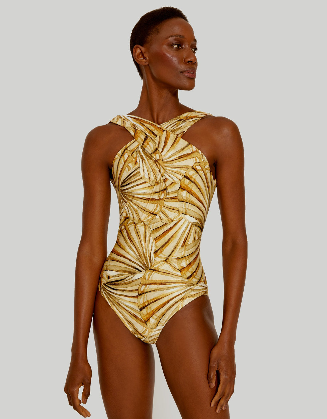 Lenny Niemeyer Crossed One Piece Swimsuit Amalfi Gold Print