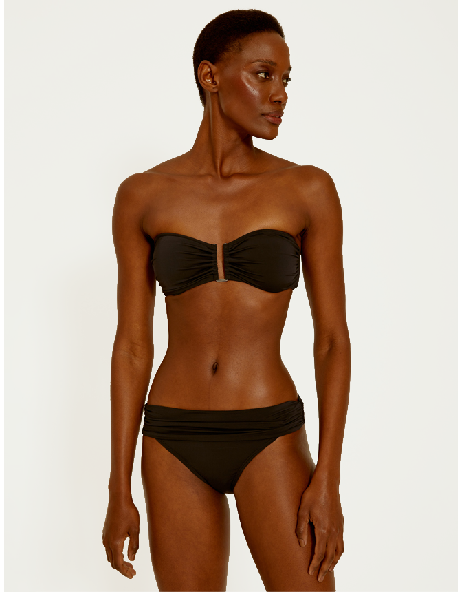 black high waisted bandeau bikini