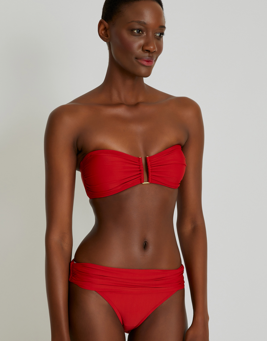 Lenny Niemeyer Drop Bandeau Bikini Top in Coral Red Style SO220