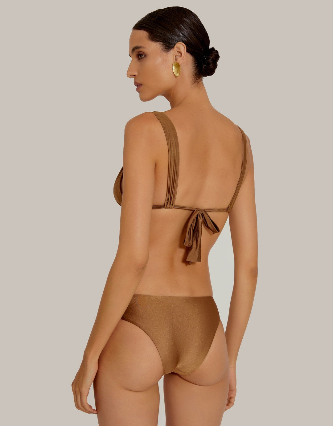 Lenny Niemeyer Twisted Halter Bikini Top in Bronze