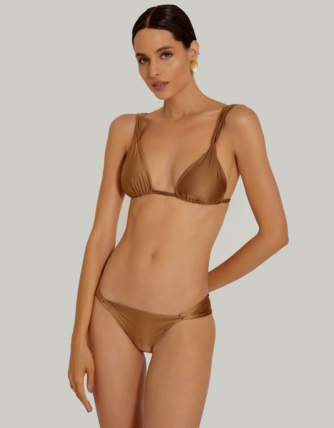 Lenny Niemeyer Twisted Halter Bikini Top in Bronze