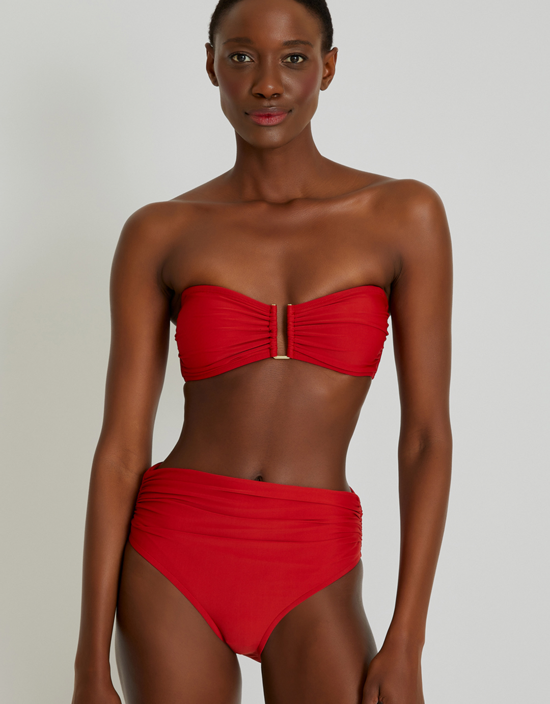 Lenny Niemeyer High Waist Brazilian Bikini Bottom in Coral Red