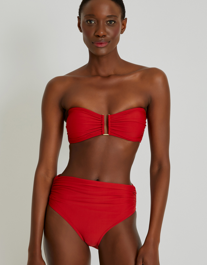 Lenny Niemeyer Drop Bandeau Bikini Top in Coral Red Style SO220