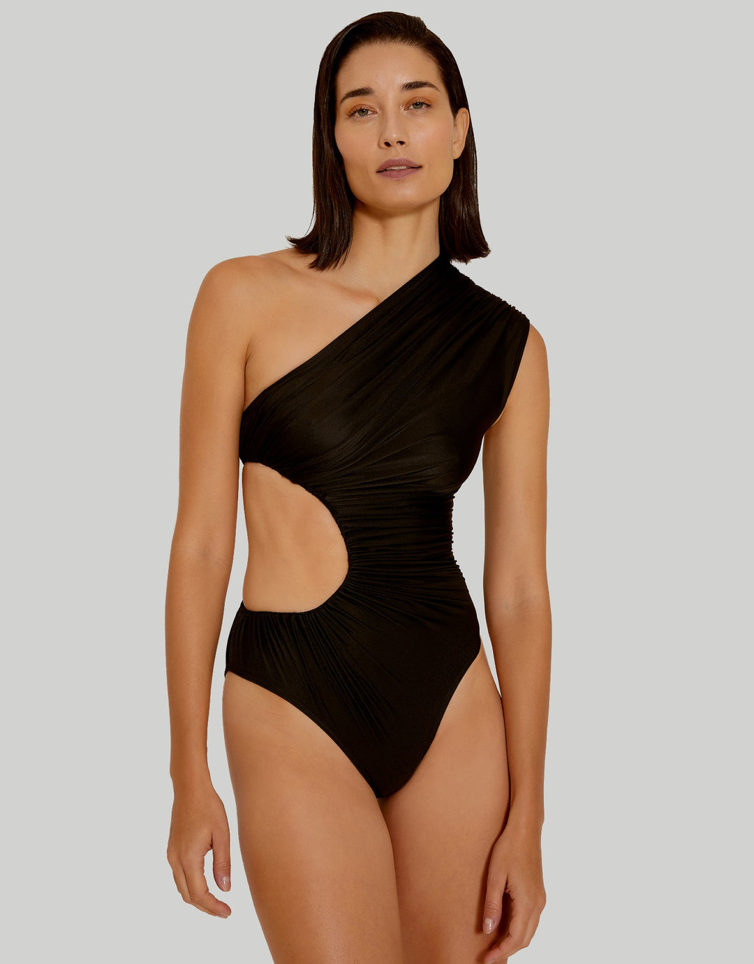 Lenny Niemeyer Folded One Shoulder One Piece swimsuit Cut Out, Black