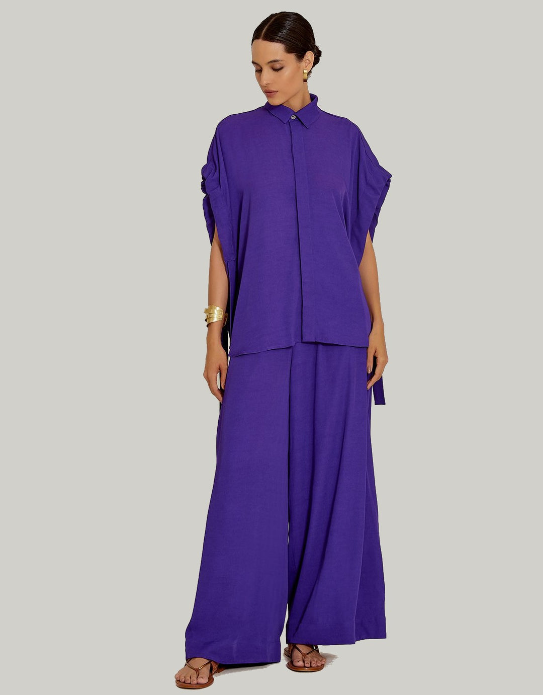 Lenny Niemeyer Wide Leg Side Pleated Pants in Purple