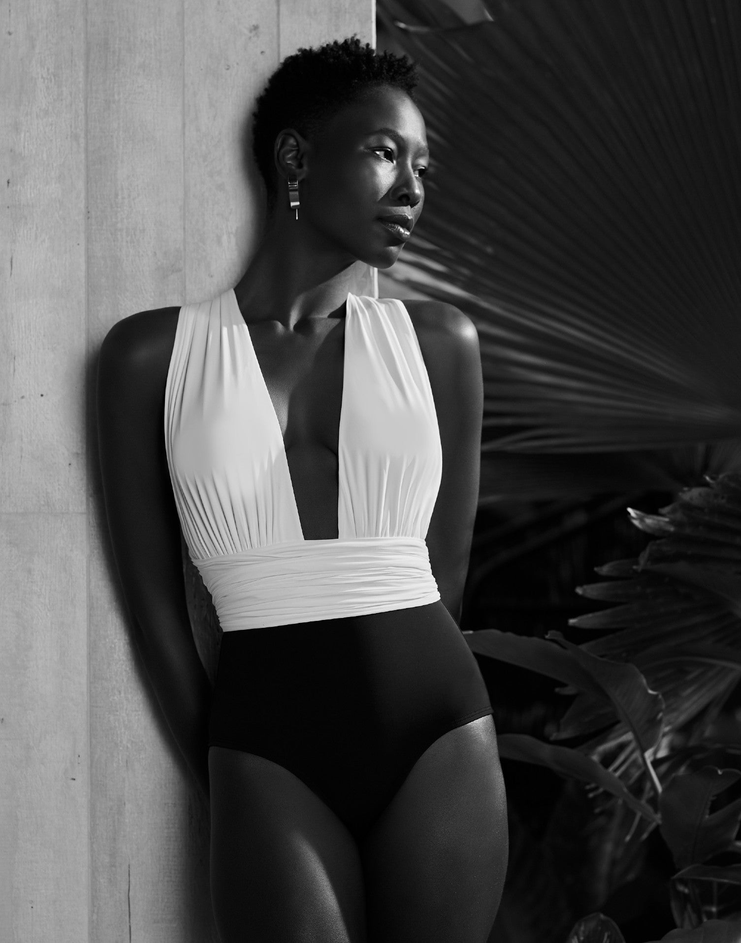 Black and sales white swimwear