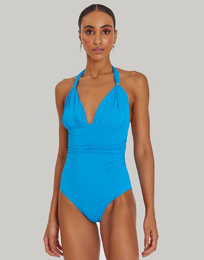 Lenny Niemeyer Adjustable Halter One Piece Swimsuit Atoll Blue