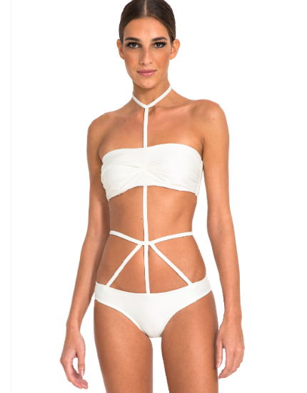Lenny Niemeyer Runway Underwire Bandeau Bikini Top in Off White
