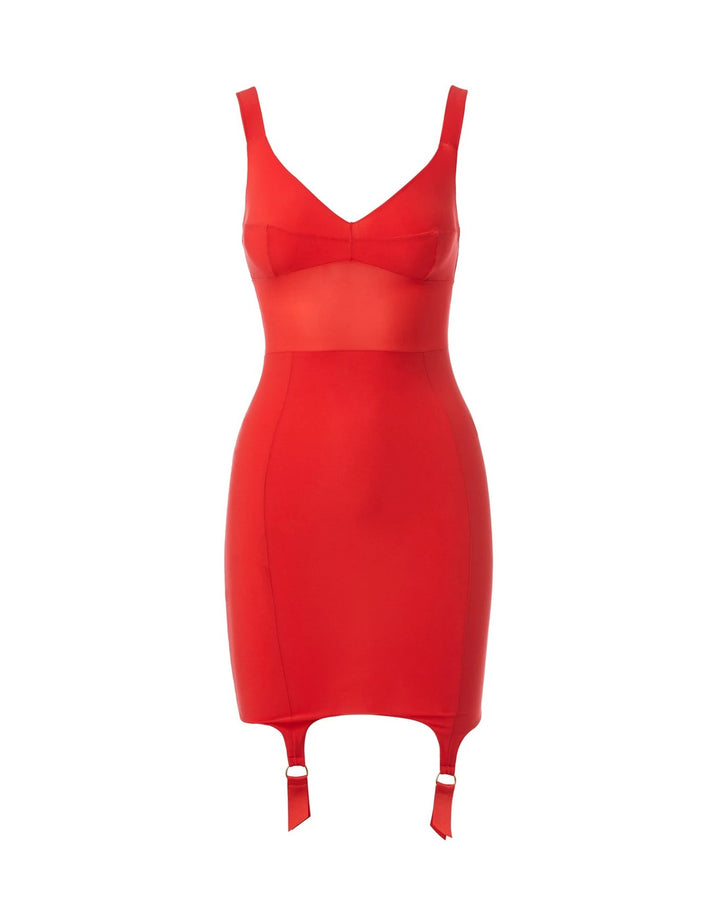 Murmur Grid Underdress Red Mini Dress
