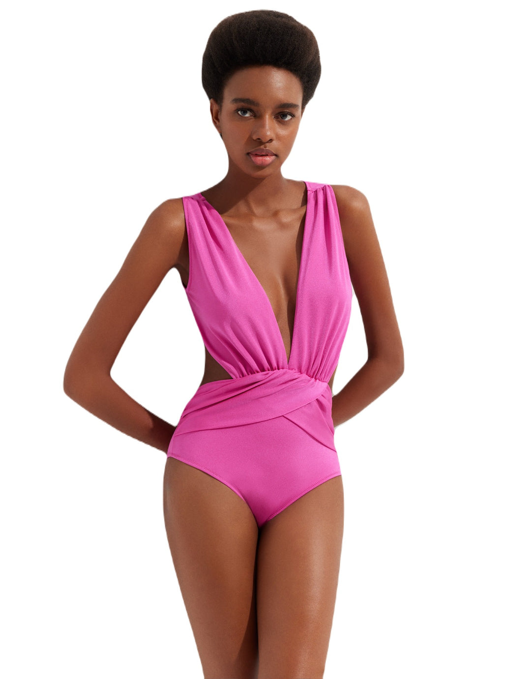 OYE Swimwear Elvira Daring One Piece Swimsuit Carnation Pink
