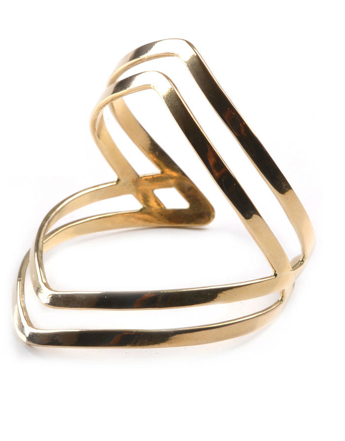 Soko Double Arrow Cuff in Polished Brass