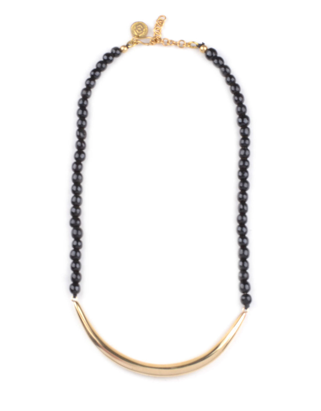 Soko Pembe Crescent Collar in Brass & Black Horn Beads