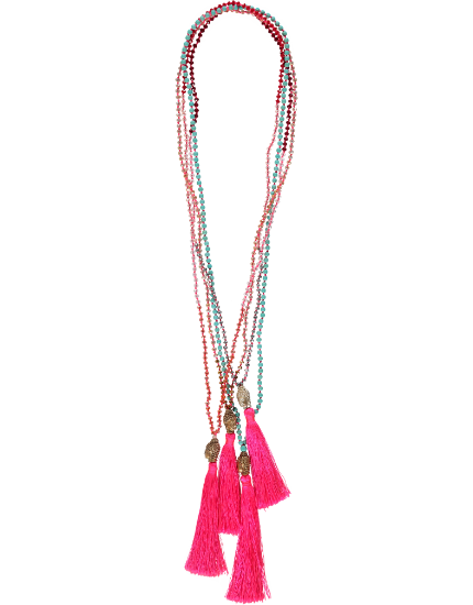 Hot pink 2025 tassel necklace