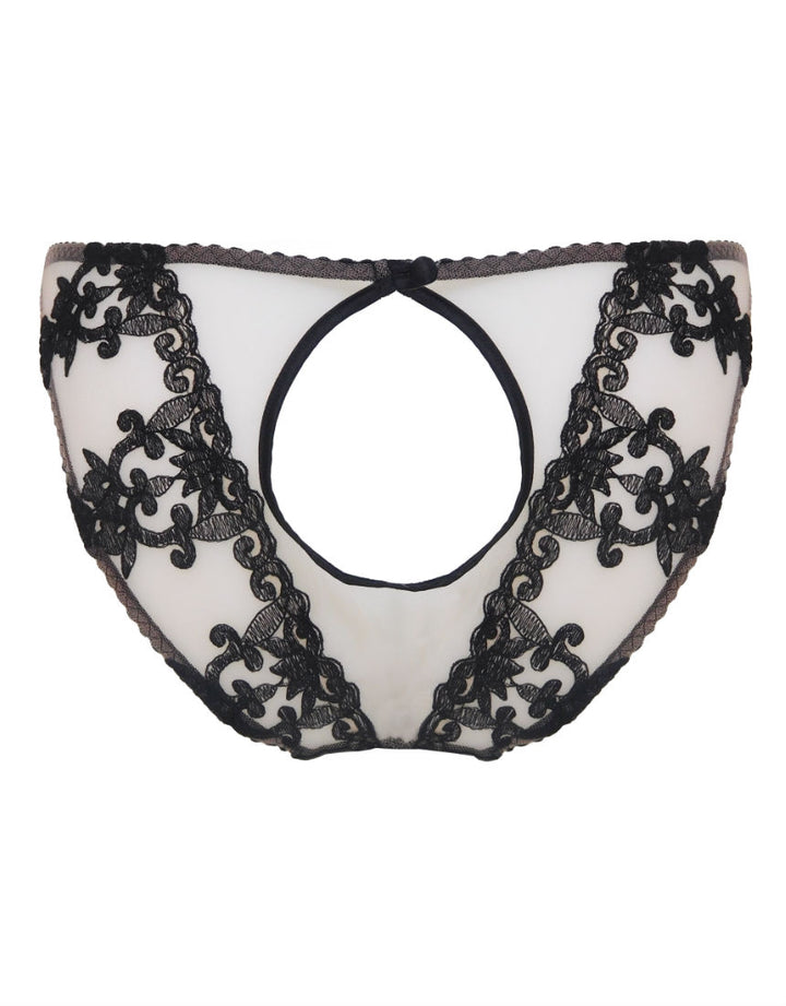 Fleur of England Onyx Embroidered Ouvert Brief