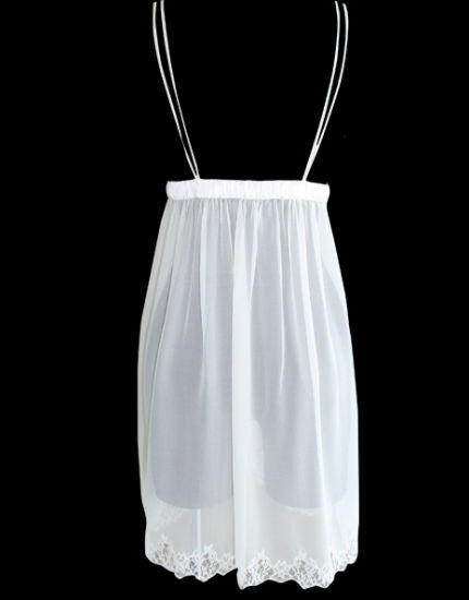 Silk & Lace Open Front Chemise in Ivory
