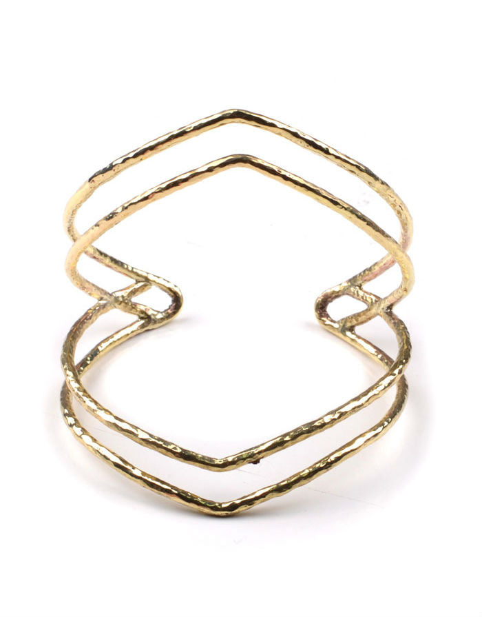 Soko Double Arrow Cuff Bracelet in Hammered Brass